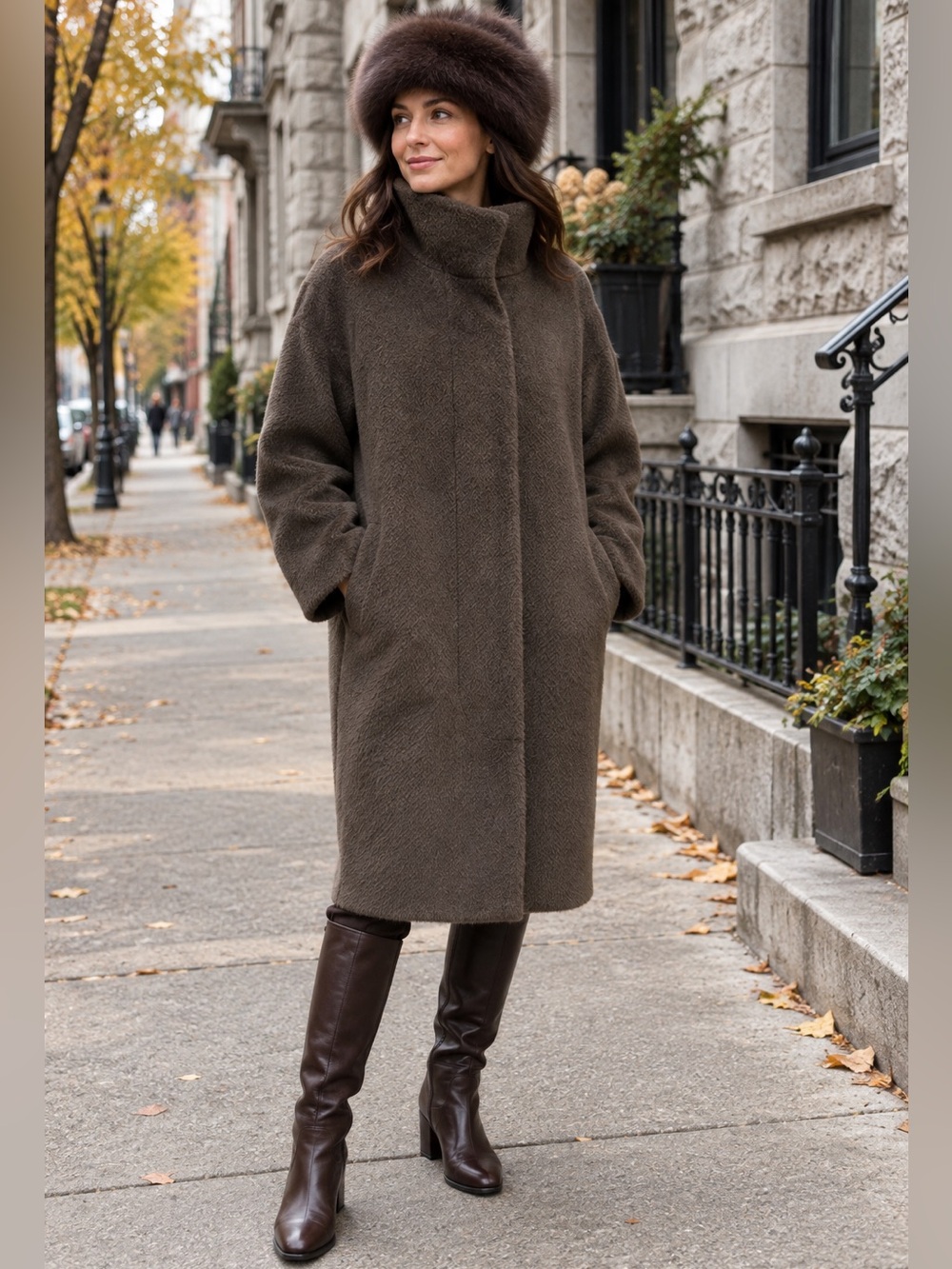 Hilary Radley Wool Alpaca Taupe Coat Size 2 Excellent Condition